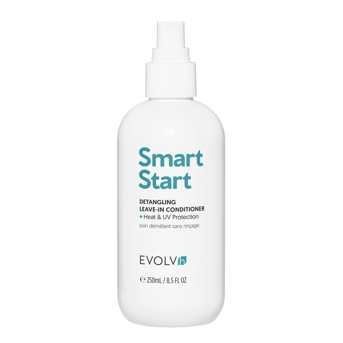EVOLVH SmartStart Detangling Leave-In Conditioner bottle, 250ml, plant-powered vegan haircare.