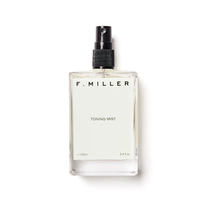 F. MILLER Toning Mist – hydrating and soothing facial mist in a glass bottle.