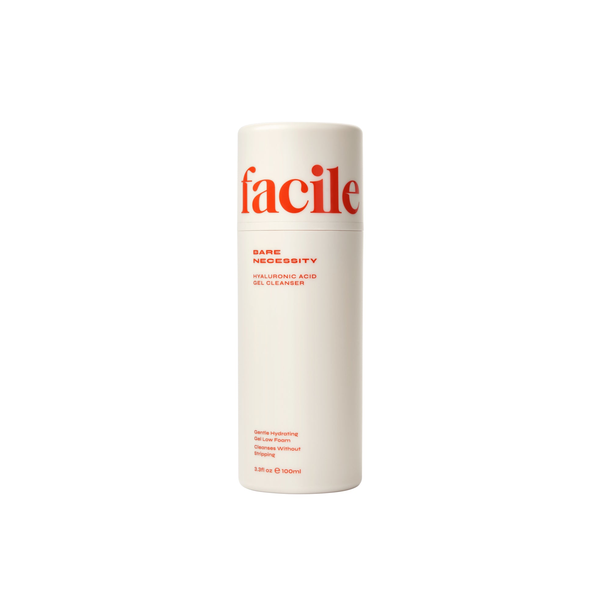 FACILE Bare Necessity Gel Cleanser - Soap-free gel cleanser infused with hyaluronic acid for effective cleansing and hydration. Size: 100 ml / 3.3 fl oz.