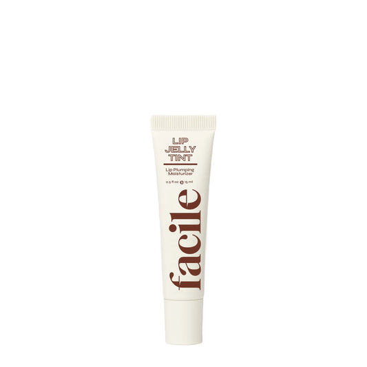 FACILE Clove Lip Jelly Tint in a sleek tube, showcasing a warm brown shade, designed to hydrate and enhance lips.