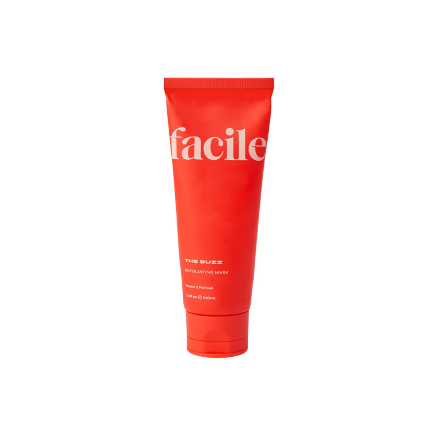 FACILE - The Buzz AHA & BHA Exfoliating Mask in a sleek container, showcasing the product's vibrant color and highlighting its key ingredients for skin rejuvenation.