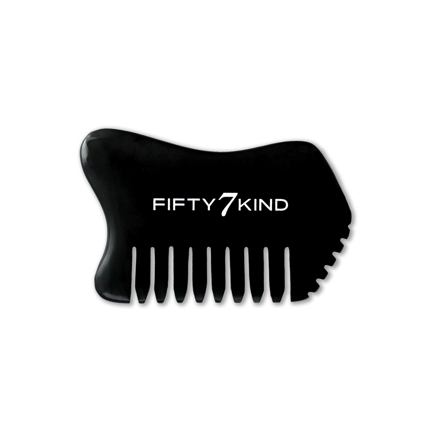 FIFTY7KIND GURU Bian Stone Gua Sha, hand-cut from natural crystallite Bian stone with smooth edges and unique marbling, designed for face, body, and scalp massage.