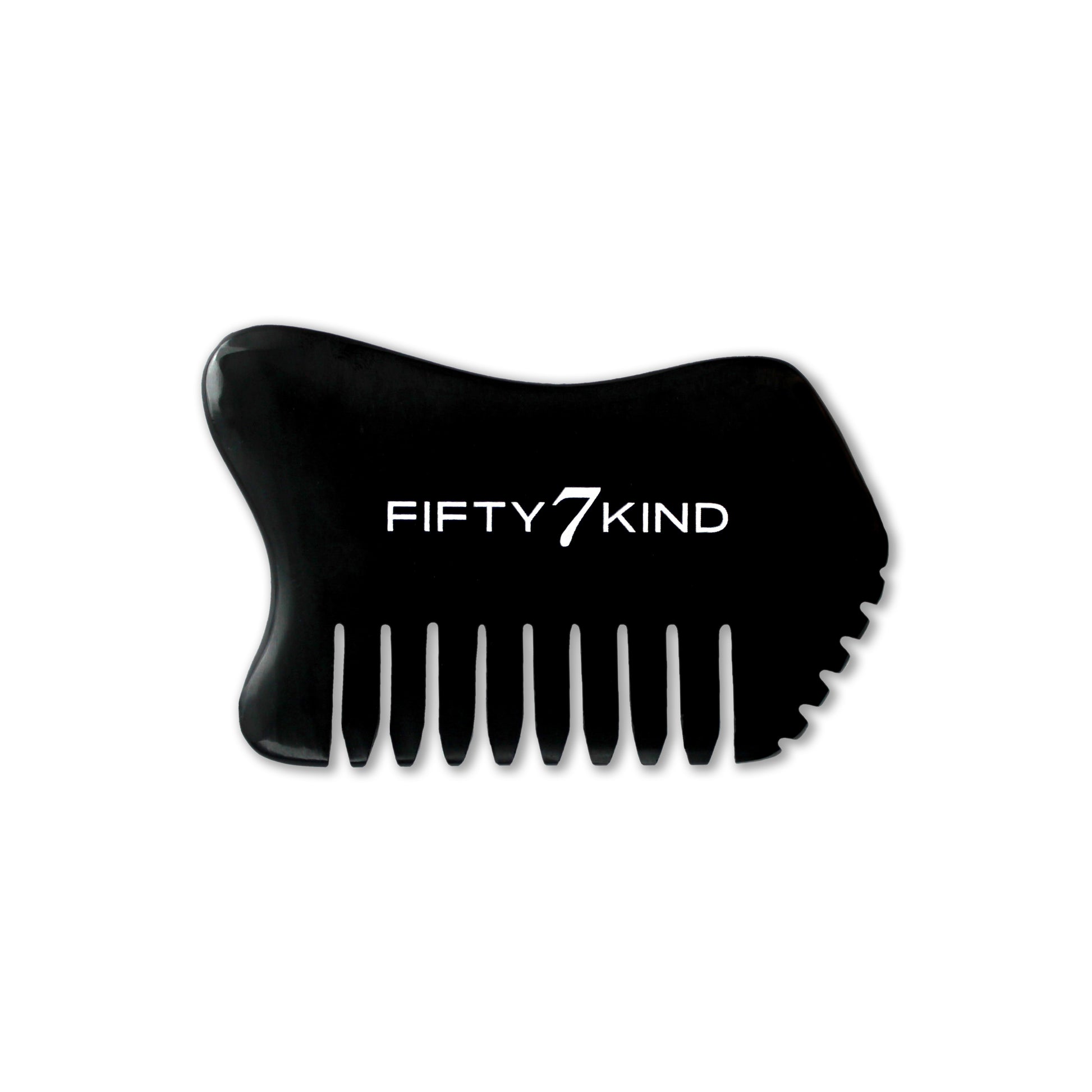 FIFTY7KIND GURU Bian Stone Gua Sha, hand-cut from natural crystallite Bian stone with smooth edges and unique marbling, designed for face, body, and scalp massage.