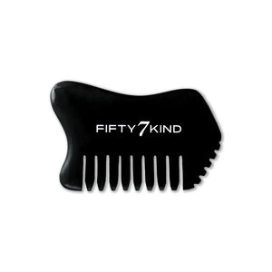 FIFTY7KIND GURU Bian Stone Gua Sha, hand-cut from natural crystallite Bian stone with smooth edges and unique marbling, designed for face, body, and scalp massage.