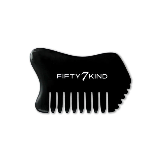 FIFTY7KIND GURU Bian Stone Gua Sha, hand-cut from natural crystallite Bian stone with smooth edges and unique marbling, designed for face, body, and scalp massage.