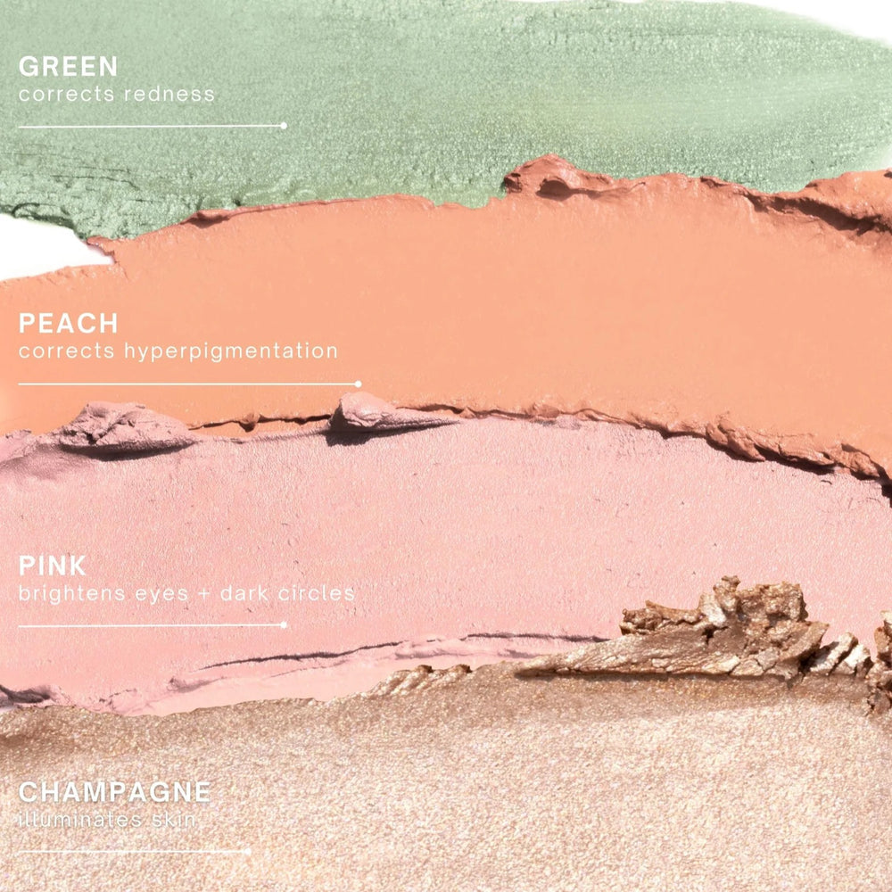 FITGLOW BEAUTY Redness Rescue Corrective Palette with multi-use shades for redness, dark circles, and uneven skin tone.