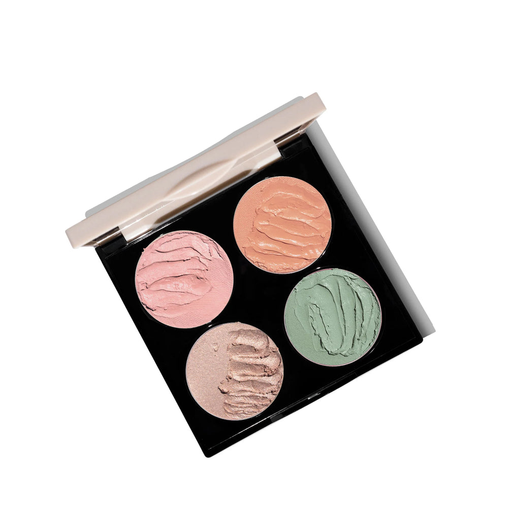 FITGLOW BEAUTY Redness Rescue Corrective Palette with multi-use shades for redness, dark circles, and uneven skin tone.