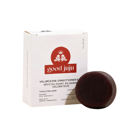 GOOD JUJU Volumizing Conditioner Bar in Bergamot + Pink Grapefruit for fine, thinning, or oily hair, featuring natural and organic ingredients