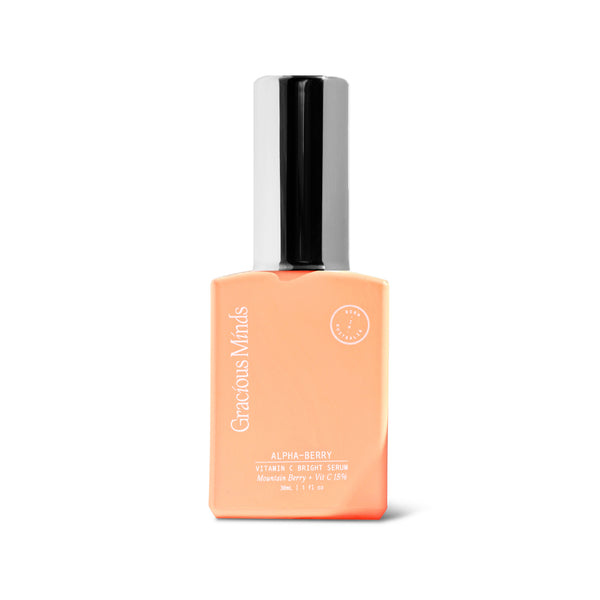 GRACIOUS MINDS Alpha-Berry Vitamin C 15% Serum – a brightening serum with Australian native vitamin C extracts, Acai, and Mountain Pepper Berry for a radiant, nourished complexion.