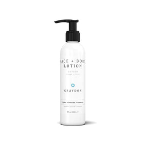 Graydon Skincare All Over Face + Body Lotion – a multipurpose, lightweight moisturizer with olive and jojoba oil.