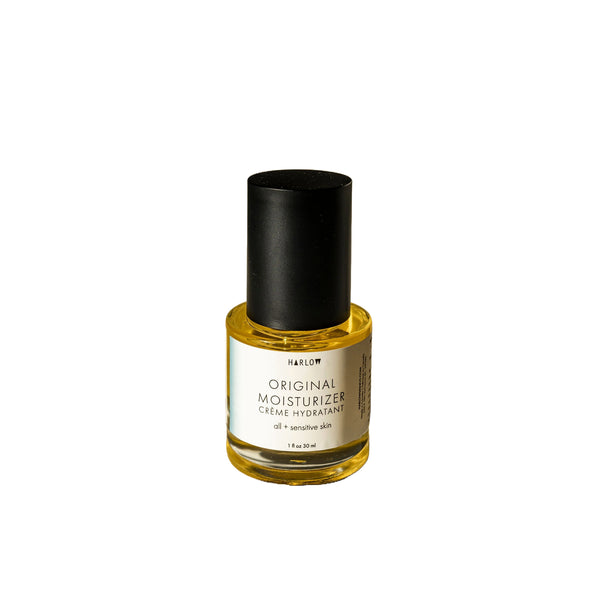 Harlow Original Moisturizer face oil in a refillable glass or aluminum bottle.