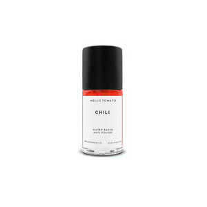 Hello Tomato Chili water-based nail polish bottle on a white background