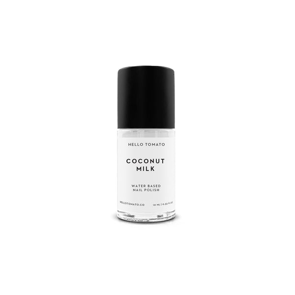 HELLO TOMATO Coconut Milk nail polish, a very sheer wash of white.