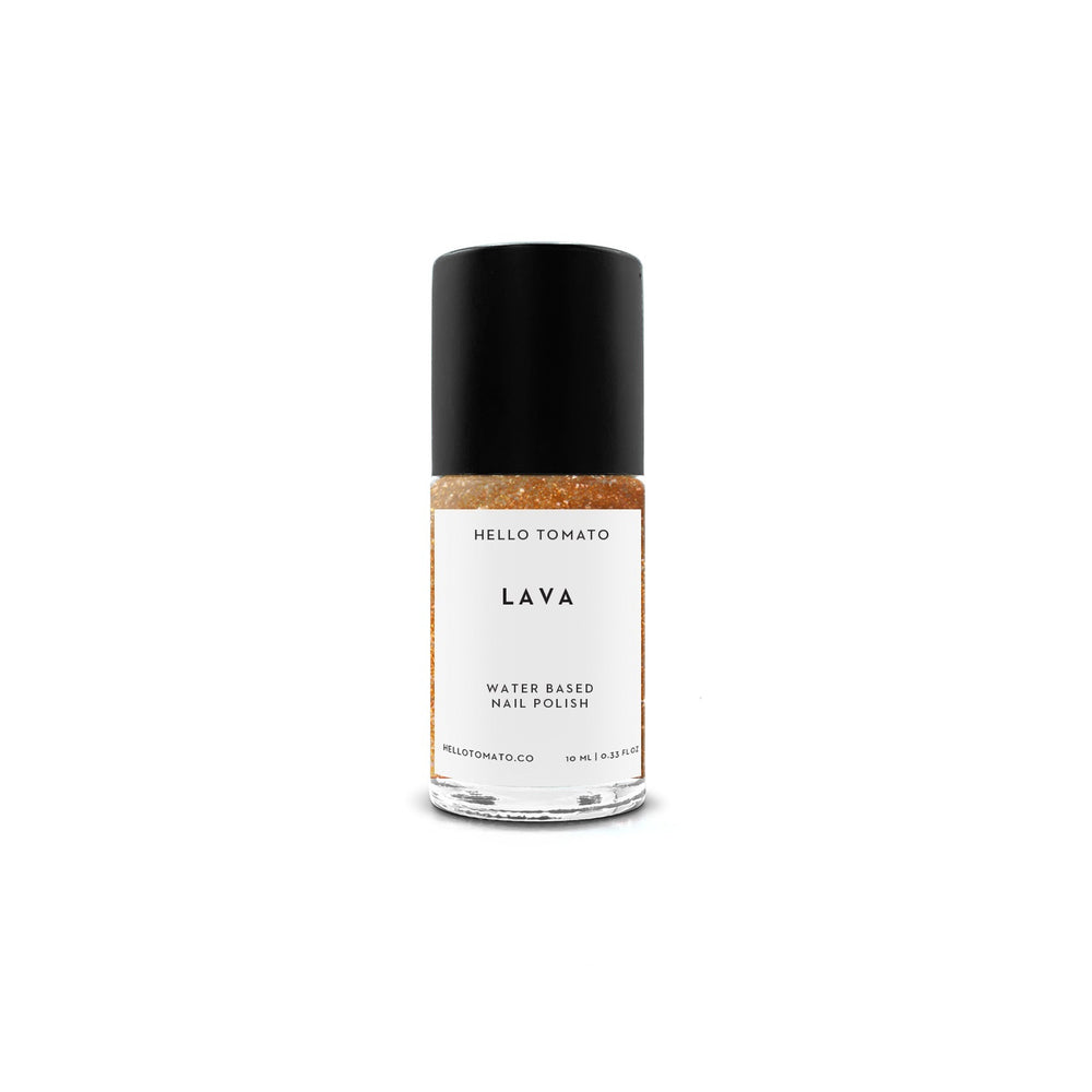 HELLO TOMATO Lava nail polish, a warm rose gold glitter, taken from the colors of molten rock that erupts from earth's surface.