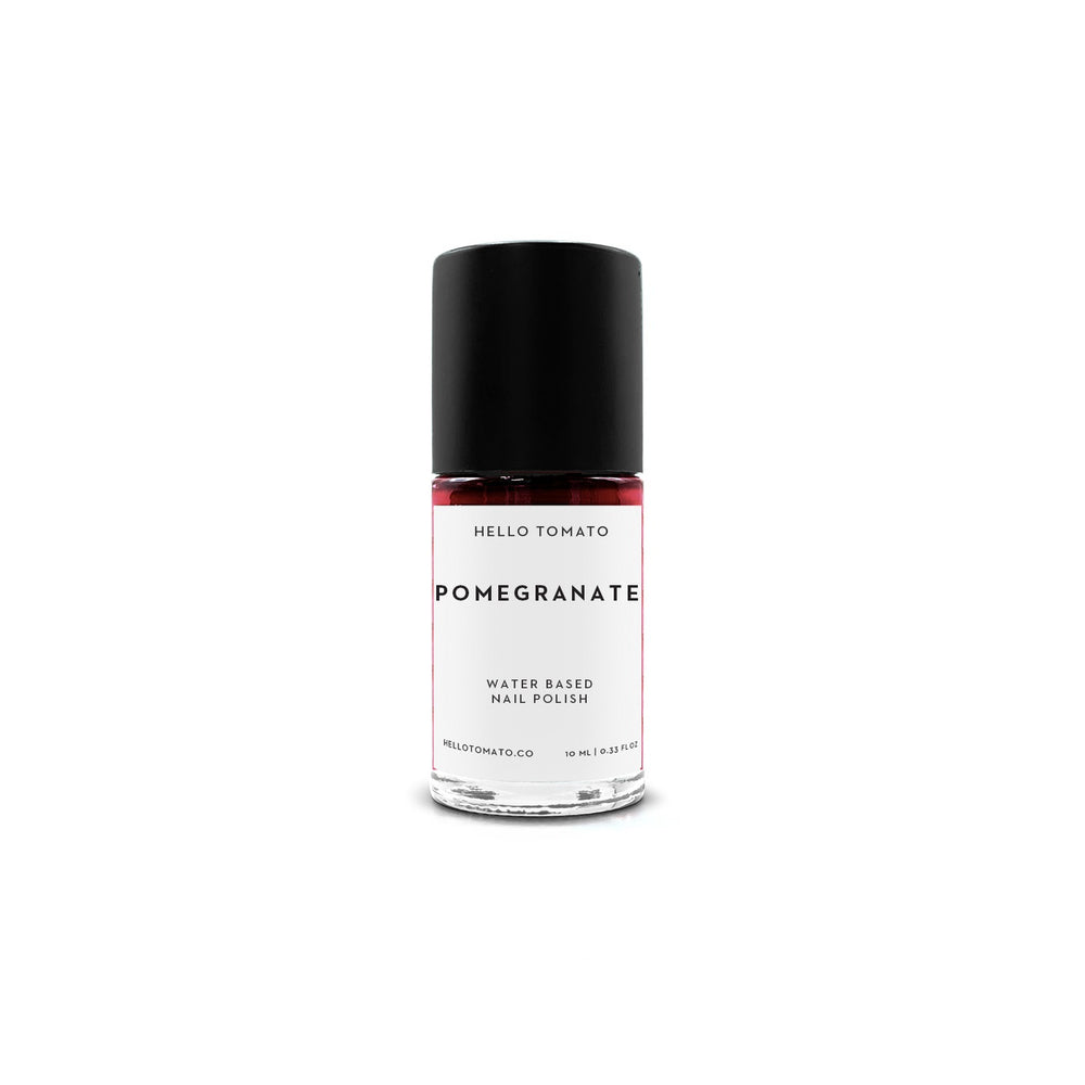 HELLO TOMATO Pomegranate nail polish, a dark vampy red inspired by the gorgeous and juicy winter fruit.