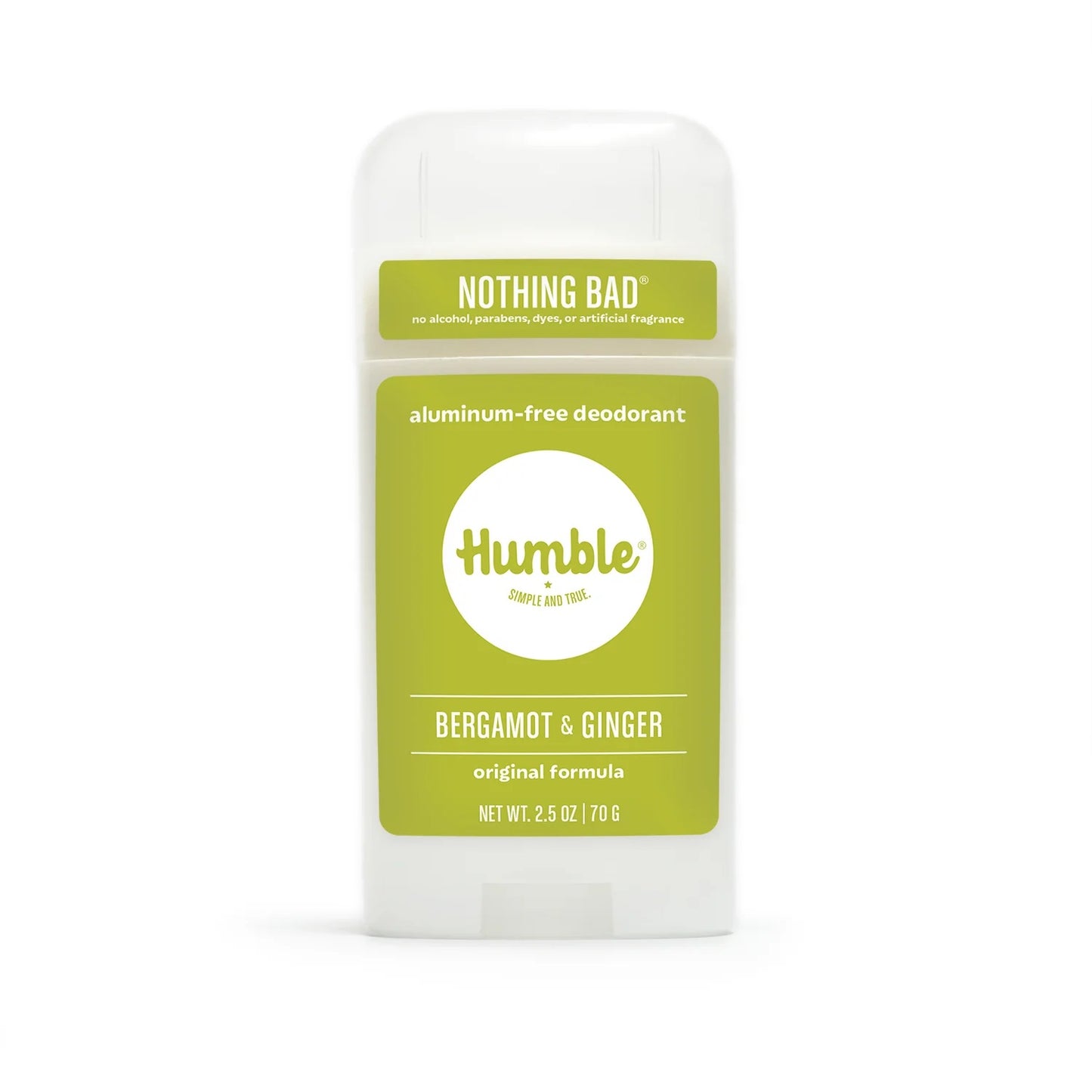 Humble Deodorant Bergamot & Ginger - 2.5 oz natural deodorant with crisp citrus and spicy ginger scent, made with non-GMO ingredients and Leaping Bunny certified cruelty-free full size