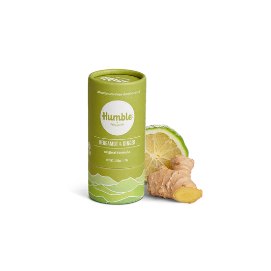 Plastic-Free Humble Deodorant in Bergamot & Ginger scent, long-lasting and aluminum-free, eco-friendly packaging