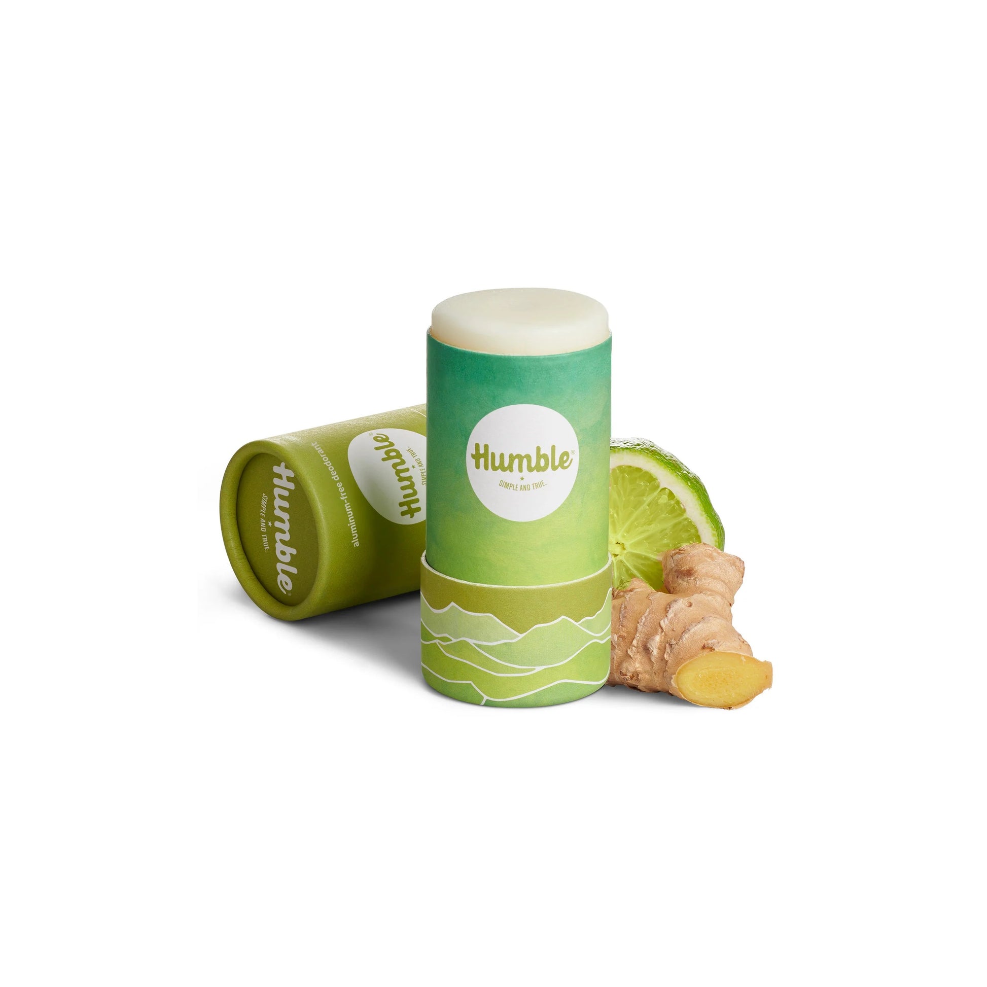 Plastic-Free Humble Deodorant in Bergamot & Ginger scent, long-lasting and aluminum-free, eco-friendly packaging deodorant open