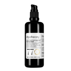 ILAPOTHECARY Speak Your Truth Body Oil with rose, sandalwood, and vanilla, providing nourishment and hydration for smooth, radiant skin.