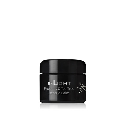 Inlight Beauty Propolis & Tea Tree Rescue Balm, 100% organic soothing balm for sensitive skin prone to blemishes, breakouts, and discomfort. Suitable for face and body.