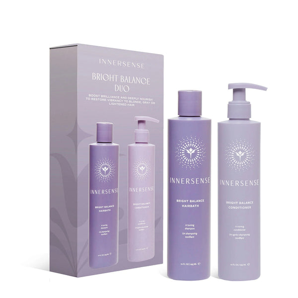Innersense Organic Beauty Bright Balance Duo purple shampoo and conditioner set for blonde and gray hair