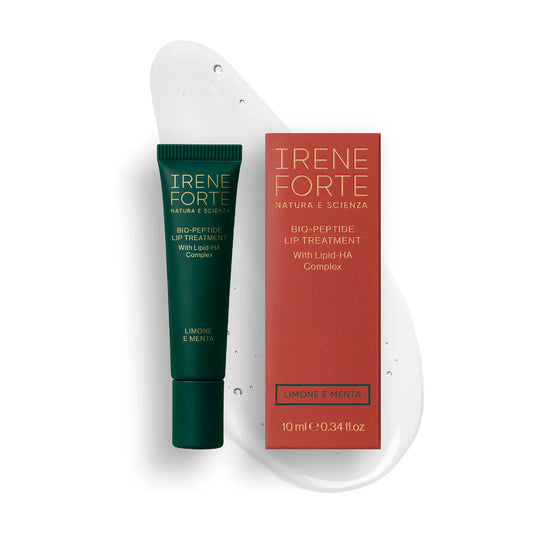 Irene Forte Skincare Bio-Peptide Lip Balm with Lipid-HA Complex in dark green tube