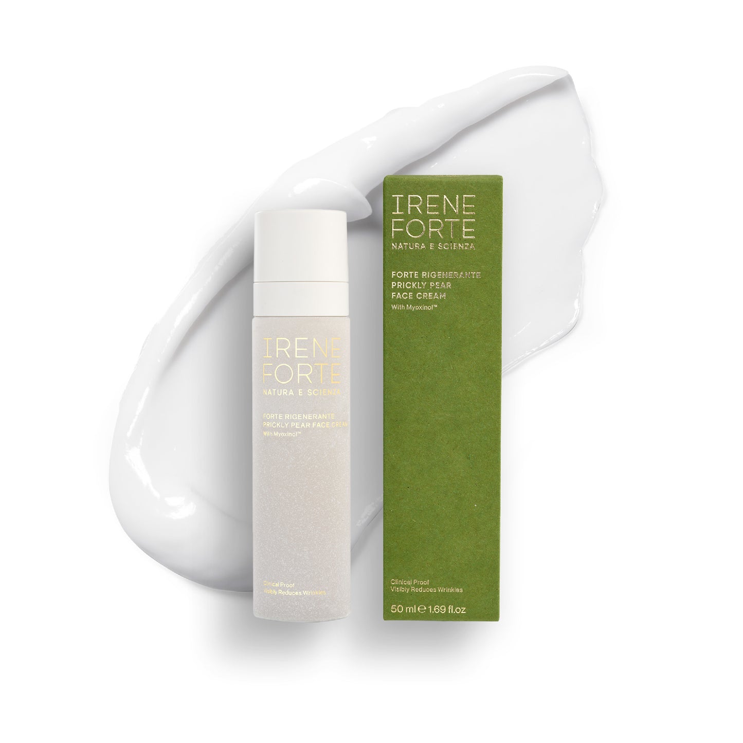 Irene Forte Skincare Prickly Pear Face Cream with natural Mediterranean ingredients with white background.