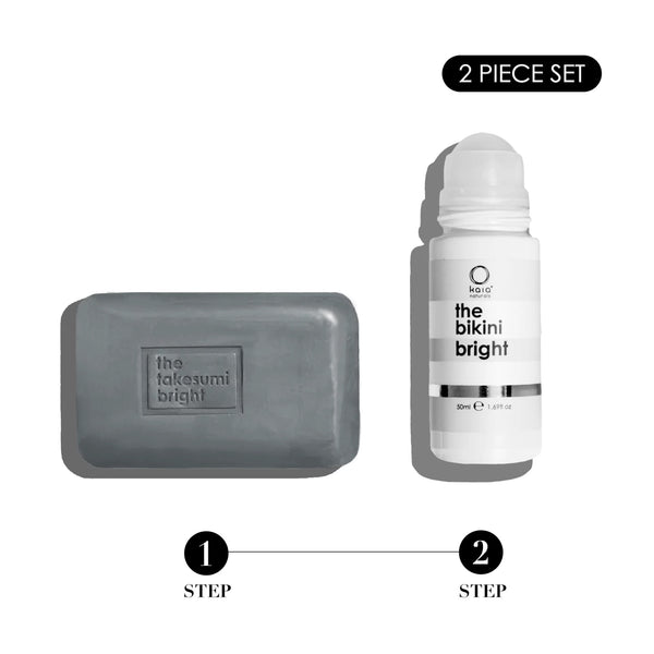  KAIA NATURALS 2-Step Bikini Care System: The Ingrown Bar and Bikini Bright brightening milk for smooth skin and ingrown hair management.