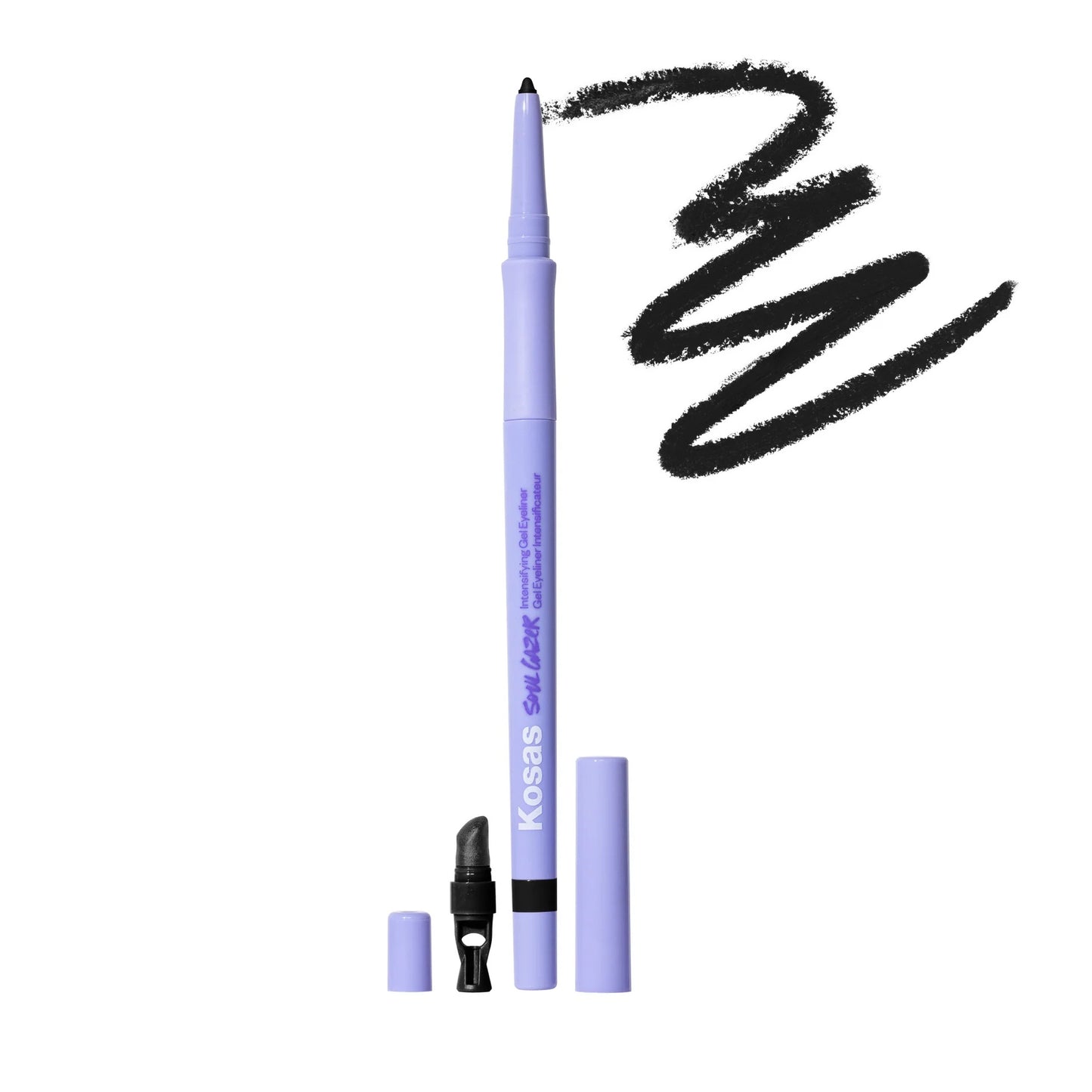 KOSAS Soulgazer Intensifying Gel Eyeliner - clean, waterproof retractable eyeliner with Hyaluronic Acid for smooth glide and rich, eye-enhancing colors. Creamy gel offers blendability before locking into place. Includes built-in sharpener and smudger. Available in matte and satin finishes. hypnotize