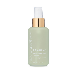 Leahlani Skincare Citrus + Citrine Toner, a refreshing facial mist with aloe, fruit acids, and citrine gemstone, designed to brighten, hydrate, and energize skin.