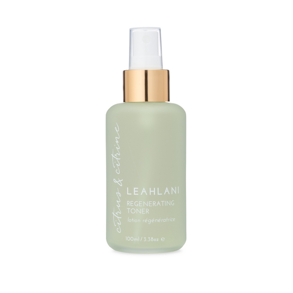 Leahlani Skincare Citrus + Citrine Toner, a refreshing facial mist with aloe, fruit acids, and citrine gemstone, designed to brighten, hydrate, and energize skin.
