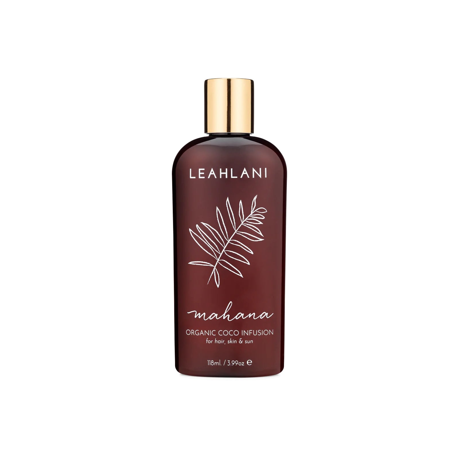 Mahana Coco Infusion by Leahlani Skincare - Tropical body oil for hair and skin, featuring a blend of organic oils with a warm vanilla and coconut fragrance.