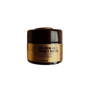 LEPAAR Golden Age Honey Mask in 30ml jar, featuring wild Blue Mountains honey and botanical extracts for gentle exfoliation and skin illumination.