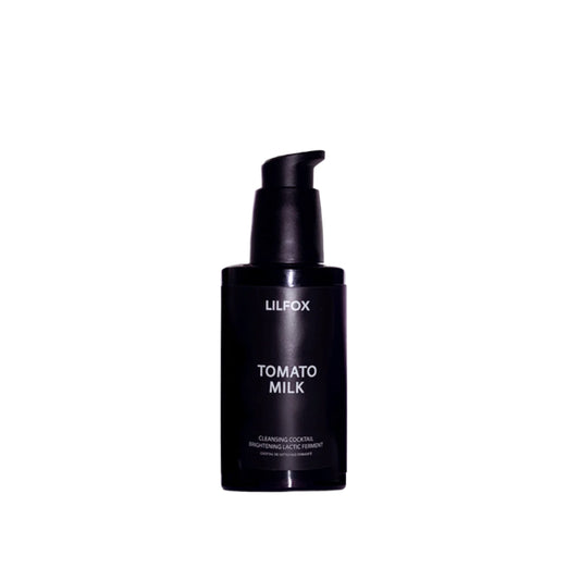 LILFOX Tomato Milk Enzyme Cleansing Cocktail in a 100ml black glass bottle, enriched with fermented botanicals and natural enzymes for gentle exfoliation and skin nourishment.