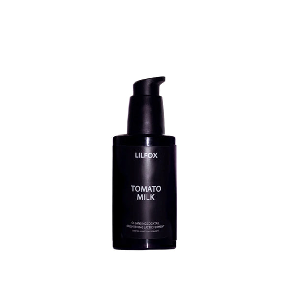 LILFOX Tomato Milk Enzyme Cleansing Cocktail in a 100ml black glass bottle, enriched with fermented botanicals and natural enzymes for gentle exfoliation and skin nourishment.
