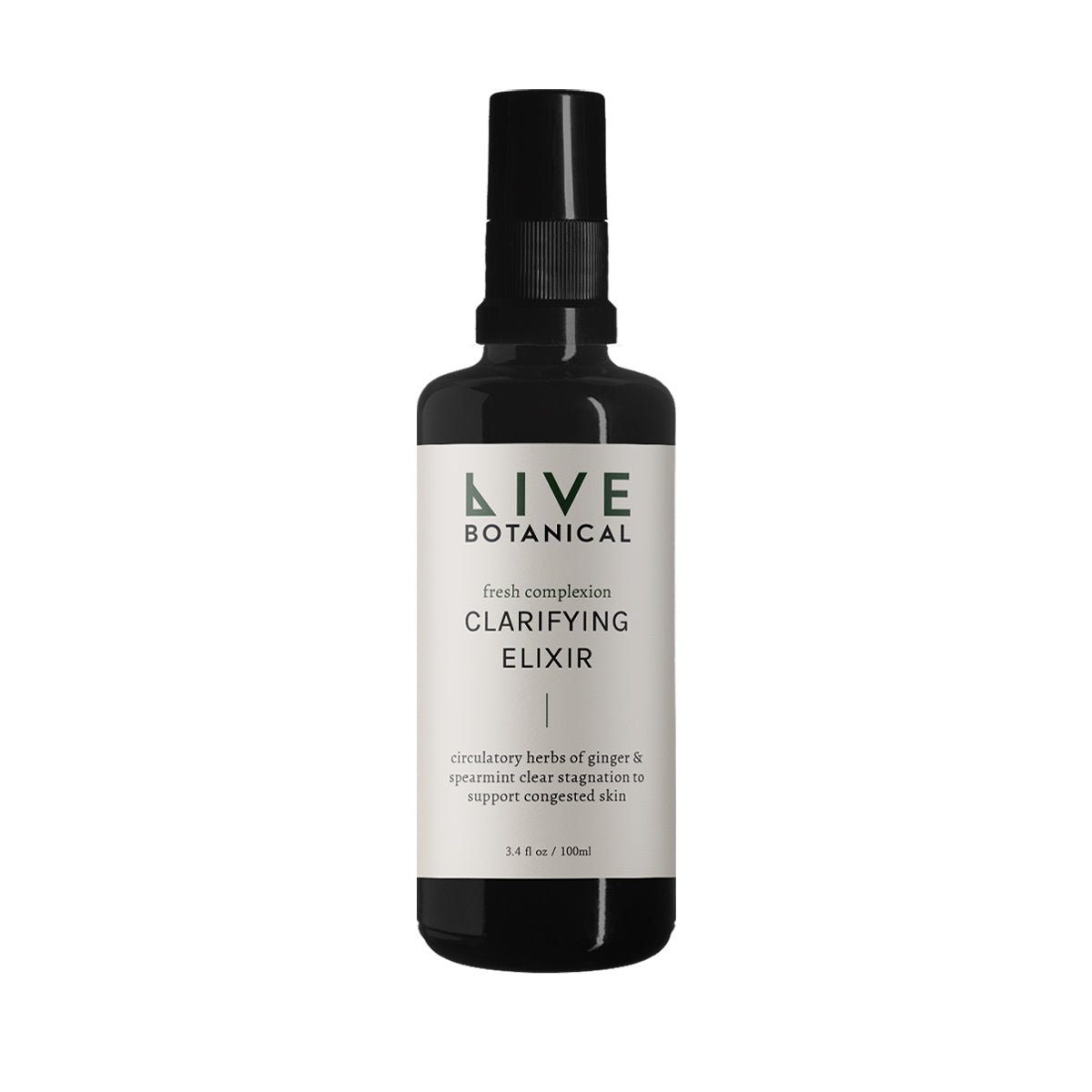 Live Botanical Fresh Complexion Clarifying Elixir mist, featuring herbal extracts like meadowsweet, willow bark, and green tea in a refreshing formula for clear, balanced skin.