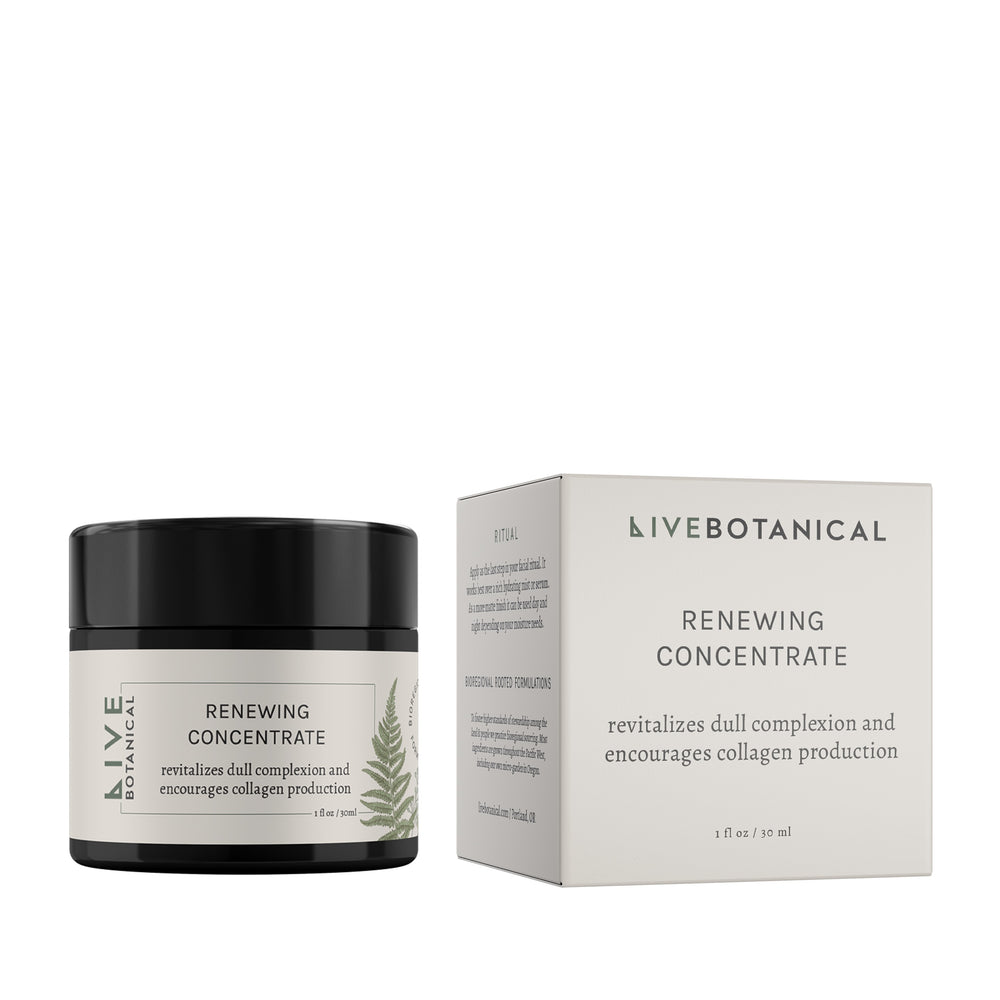 Live Botanical Renewing Concentrate – nourishing balm for dry, dull skin with encapsulated rose, lupine, and sea buckthorn for hydration and radiance