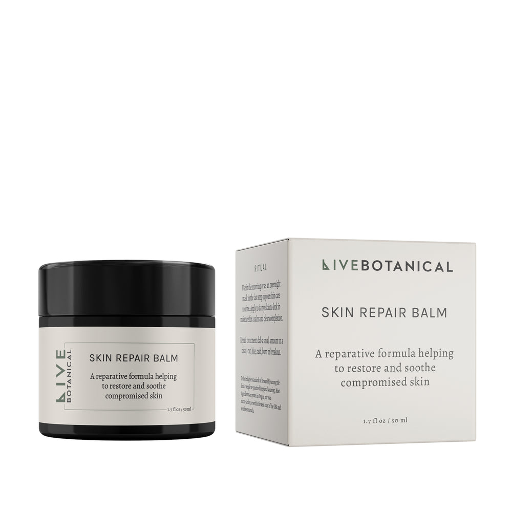 Live Botanical Skin Balm – Nourishing and soothing skincare for dry, chapped skin, with a blend of lavender, frankincense, calendula, and more.