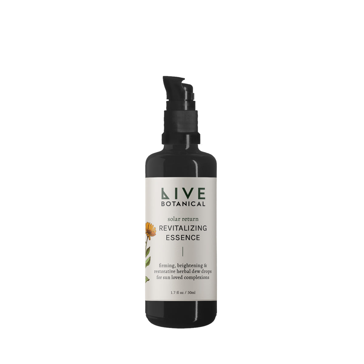 LIVE BOTANICAL Solar Return Revitalizing Essence – A hydrating serum with Moth Bean, peptides, and snow mushroom for firm, luminous skin.