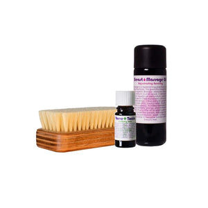 Living Libations Breast Care Bundle with massage oil, tonic, and dry brush