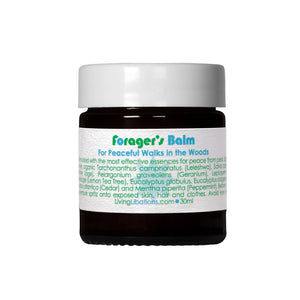 A jar of Living Libations Forager’s Balm with forest-friendly ingredients. 30ml