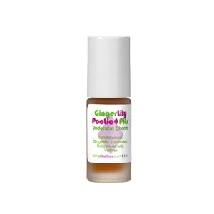 Living Libations GingerLily Poetic Pits natural deodorant roll-on with gingerlily, vetiver, sandalwood, and lavender essential oils. 5ml