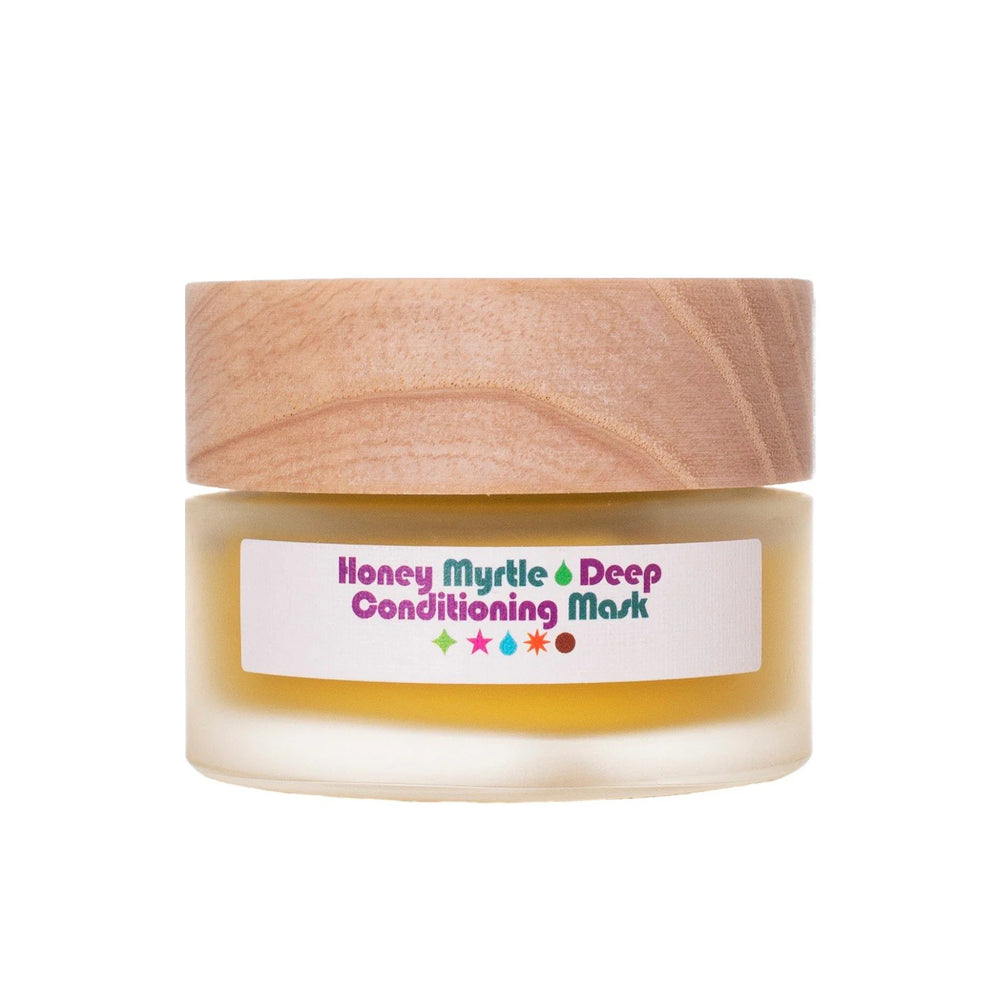 Living Libations Honey Myrtle Deep Conditioning Mask in a jar, designed for dry hair and scalp nourishment. 30ml