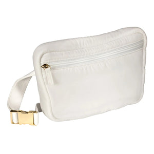 LIVING LIBATIONS Puffer Hip Bag with EMF Shield wisteria white