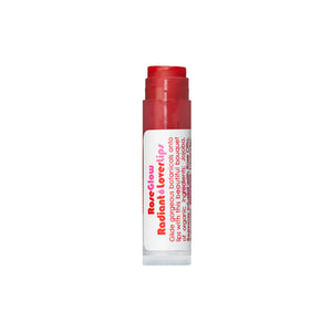 A single tube of Rose Glow Radiant Lover Lips lip balm in a vibrant red shade, shown against a plain white background.