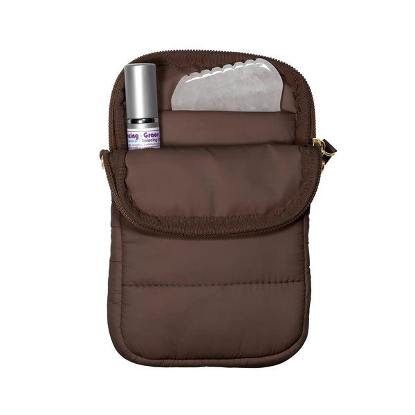 LIVING LIBATIONS Super Sling Puffer Traveller with EMF Shield coffee bean
