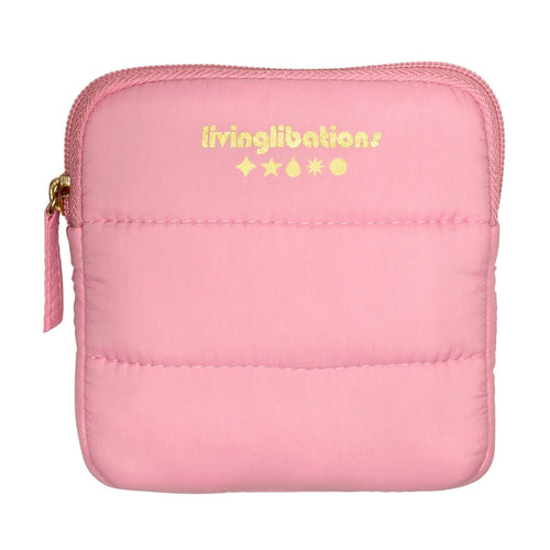 Living Libations Perfect Puffer Pocket in pastel colours for storing essential oils or small accessories. primrose pink