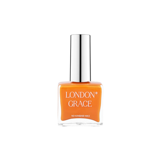 London Grace Billy Nail Polish, a vibrant tangerine orange shade that brings a burst of brightness, vegan, cruelty-free, and eco-friendly for a flawless finish.