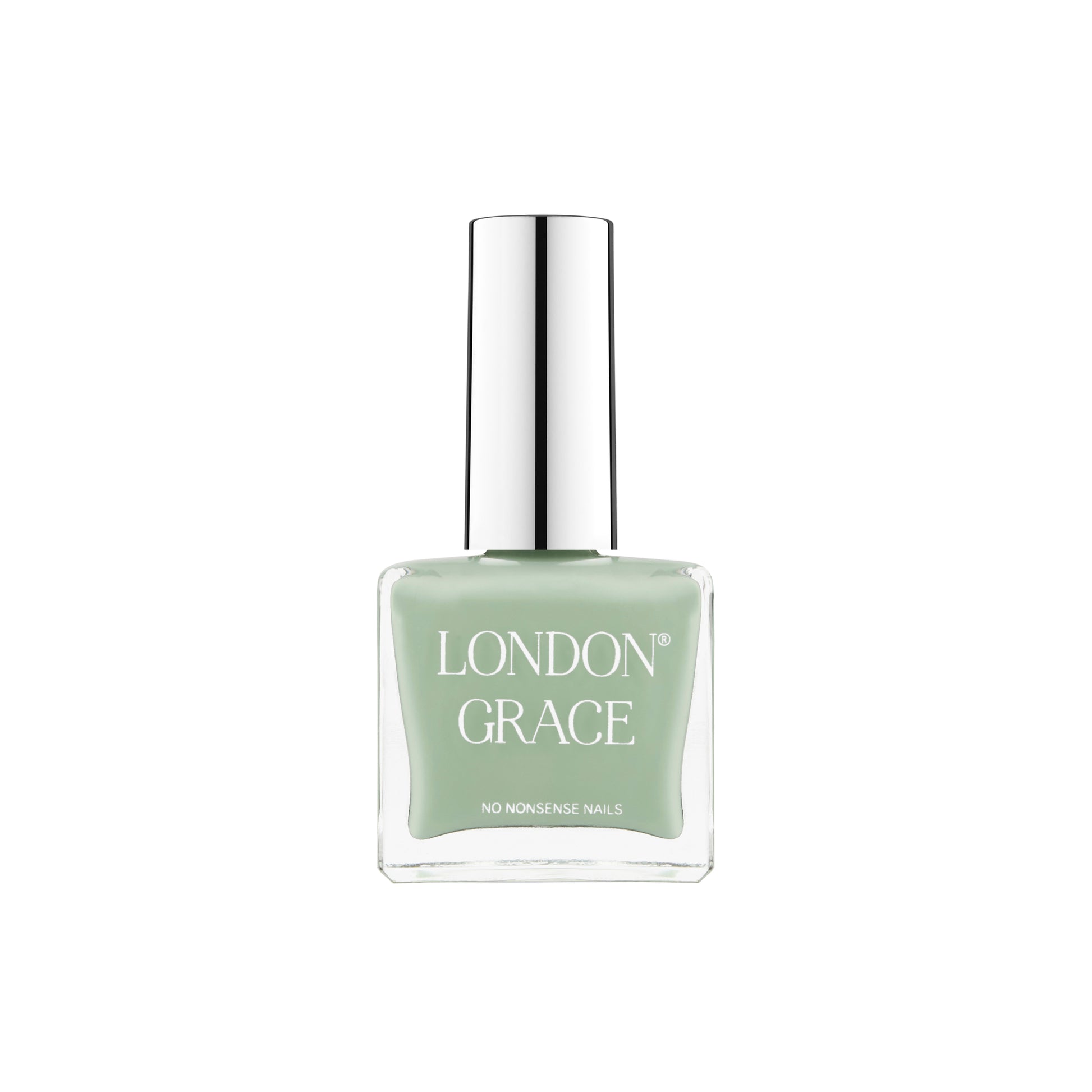 London Grace Cambridge Nail Polish in a soft, calming green hue, Pantone matched to the Cambridge crew colour, with a vegan, cruelty-free, and eco-friendly formula.