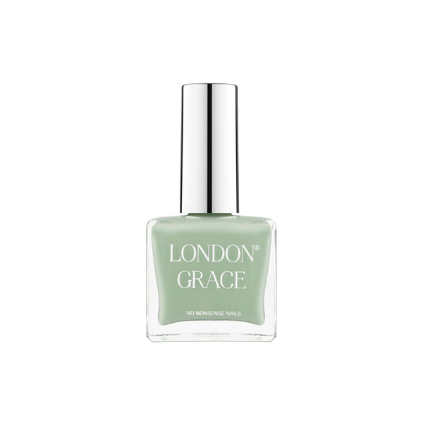 London Grace Cambridge Nail Polish in a soft, calming green hue, Pantone matched to the Cambridge crew colour, with a vegan, cruelty-free, and eco-friendly formula.